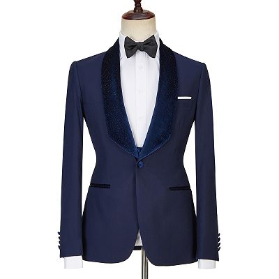 Dylan latest Design Navy Blue Best Fitted Three Pieces Sparkle Men Suits_2