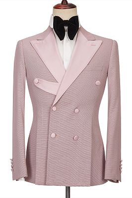 Christopher Stylish Pink Double Breasted Peaked Lapel Men Suits_1