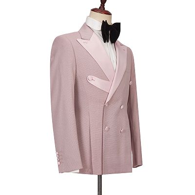 Christopher Stylish Pink Double Breasted Peaked Lapel Men Suits_3