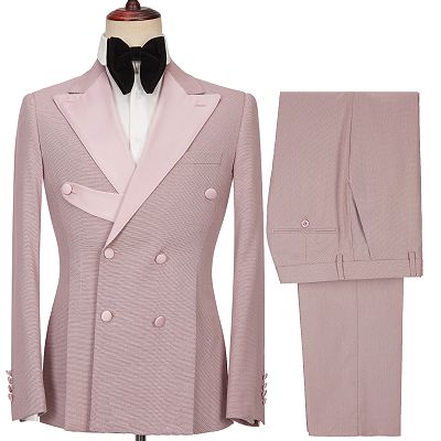 Christopher Stylish Pink Double Breasted Peaked Lapel Men Suits_2