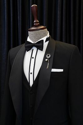 Anselm Fashion Black Shawl Lapel Three Pieces Wedding Suits