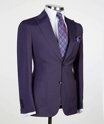 Dustin Chic Dark Purple Peaked Lapel Three Pieces Best Fitted Men Suits