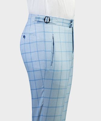 Errol New Arrival Sky Blue Plaid Slim Fit Bespoke Men Suits for Business_6