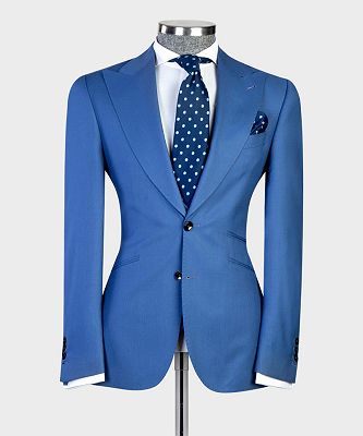 Eliot Modern Blue 3-pieces Peaked Lapel Men Suits For Business_5