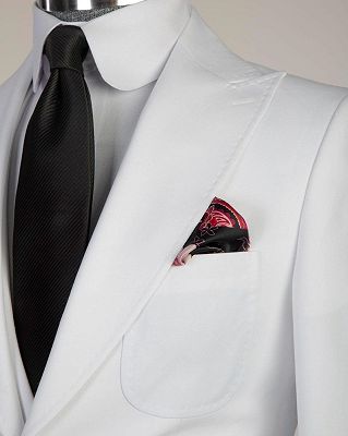 Desmond Newest White Peaked Lapel Three Pieces Men Suit For Business