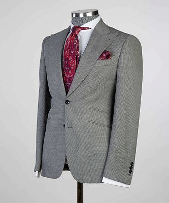 Eugene Latest Design Gray Peaked Lapel Three Pieces Men Suits_5