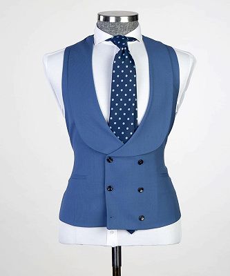 Eliot Modern Blue 3-pieces Peaked Lapel Men Suits For Business_3