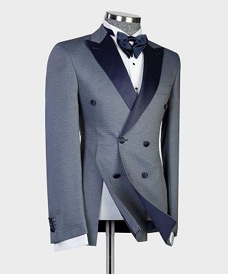 Harold Fashion Grey Double Breasted Peaked Lapel Men Suits