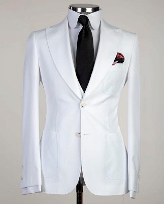 Desmond Newest White Peaked Lapel Three Pieces Men Suit For Business_5
