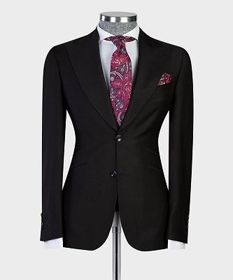 Emlyn Stylish Black Peaked Lapel Bespoke Men Suits For Business_4