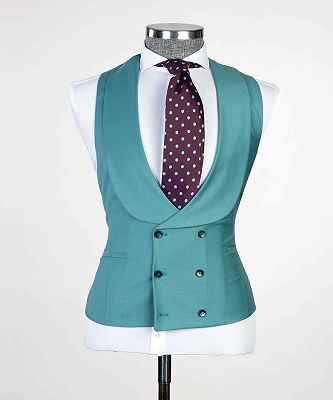 Ebenezer Green Fashion Peaked Lapel Two Buttons 3-Pieces Men Suits_3