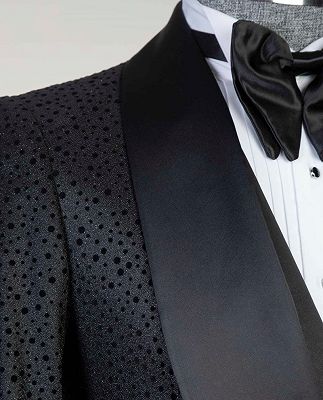 Duane Modern Black Three Pieces Shawl Lapel Men Suits For Wedding