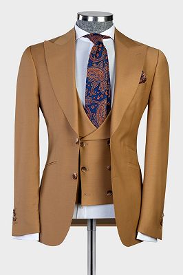 Elroy New Arrival Brown Peaked Lapel Fashion Business Men Suits_1