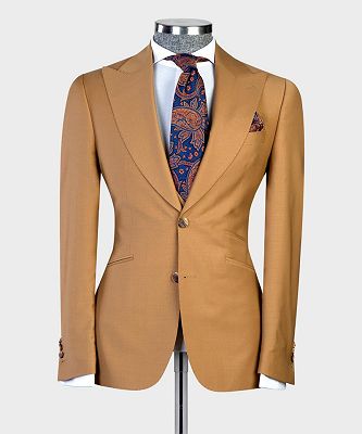 Elroy New Arrival Brown Peaked Lapel Fashion Business Men Suits_5