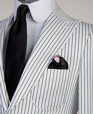Geoff Stylish White Stripe 3-Pieces Peaked Lapel Business Men Suits_3