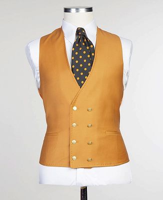 Geraint Yellow Fashion Two Buttons Peaked Lapel Best Fitted Men Suits_2