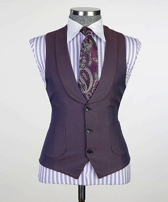 Eamonn Modern Dark Purple 3-pieces Peaked Lapel Men Suits For Business_2