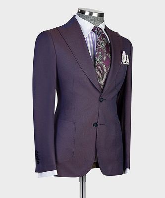 Eamonn Modern Dark Purple 3-pieces Peaked Lapel Men Suits For Business_4