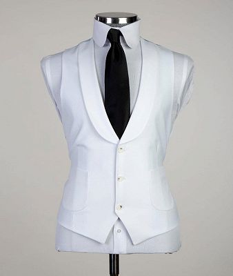 Desmond Newest White Peaked Lapel Three Pieces Men Suit For Business_4