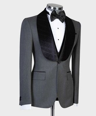 Geoffrey Gray One Button Stylish Wedding Suits With Black Shawl Lapel_3