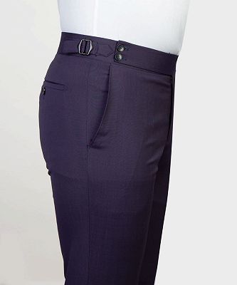 Dustin Chic Dark Purple Peaked Lapel Three Pieces Best Fitted Men Suits_5