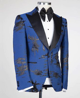 Fergus Royal Blue New Arrival Patterns Peaked Lapel Bespoke Men Suits_2