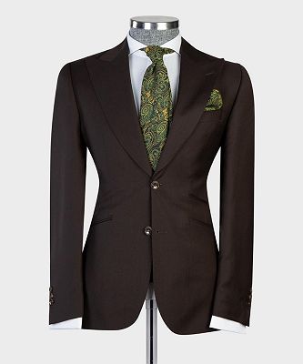 Earl Dark Brown Newest Peaked Lapel Three Pieces Men Suits For Business_4