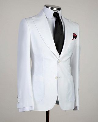Desmond Newest White Peaked Lapel Three Pieces Men Suit For Business_3