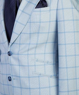 Errol New Arrival Sky Blue Plaid Slim Fit Bespoke Men Suits for Business_3