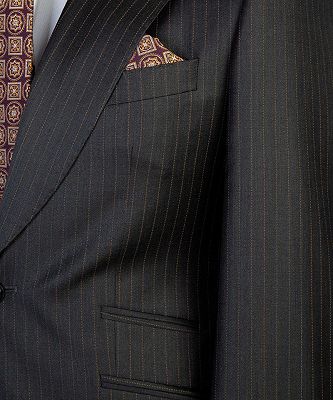Elmer Black Stripe Peaked Lapel Three Pieces Business Men Suits