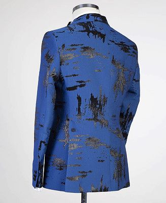Fergus Royal Blue New Arrival Patterns Peaked Lapel Bespoke Men Suits_4