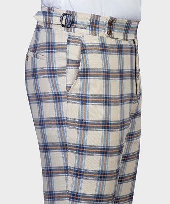 Gareth Modern Plaid Three Pieces Peaked Lapel Business Men Suits_6