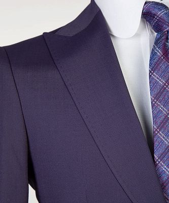 Dustin Chic Dark Purple Peaked Lapel Three Pieces Best Fitted Men Suits_4