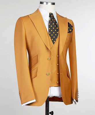 Geraint Yellow Fashion Two Buttons Peaked Lapel Best Fitted Men Suits_4