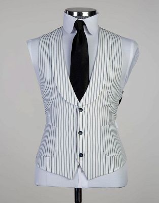 Geoff Stylish White Stripe 3-Pieces Peaked Lapel Business Men Suits_2