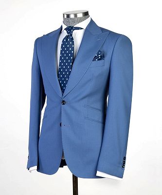 Eliot Modern Blue 3-pieces Peaked Lapel Men Suits For Business_4