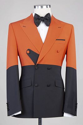 Zachary Orange And Black Newest Peaked Lapel Men Suits for Prom_1