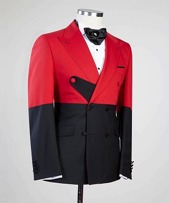 Aubrey Red And Black Fashion Double Breasted Close Fitting Men Suits_2