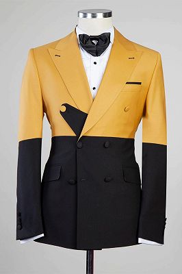 Alfred Yellow And Black Two Pieces Close Fitting Prom Suits