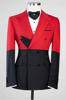 Aubrey Red And Black Fashion Double Breasted Close Fitting Men Suits_1