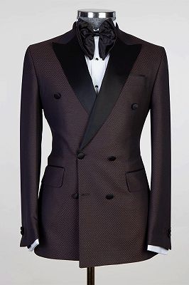 Kevin Chocolate Fashion Two Pieces Double Breasted Prom Men Suits_1