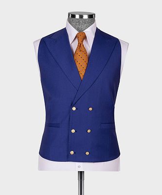 Harold Chic Navy Blue Peaked Lapel Three Pieces Men Business Suits