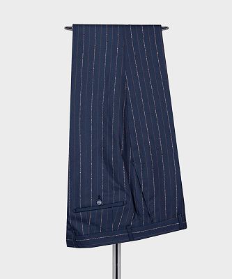 Hugo Stylish Navy Two Pieces Striped Peaked Laple One Button Men Suits_5