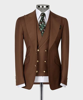 Herbert Chocolate Three Pieces Slim Fit Stylish Men Suits for Business_4