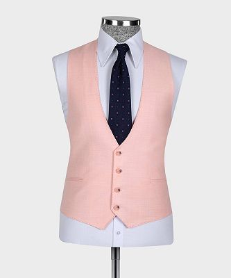 Ian New Arrival Pink Three Pieces Slim Fit Fashion Men Suits