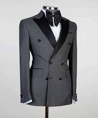 Bobby Dark Grey Fashion Double Breasted Peaked Lapel Men Suits