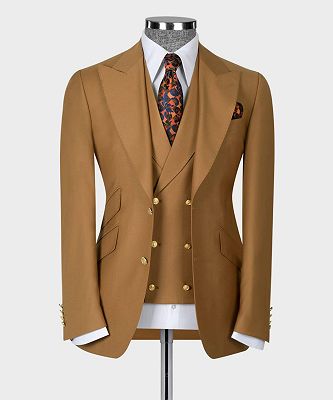 Harry New Arrival Brown Peaked Lapel 3-Pieces Fashion Business Suits_4