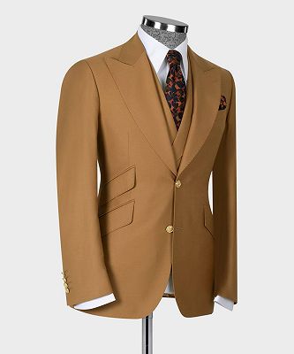 Harry New Arrival Brown Peaked Lapel 3-Pieces Fashion Business Suits_3