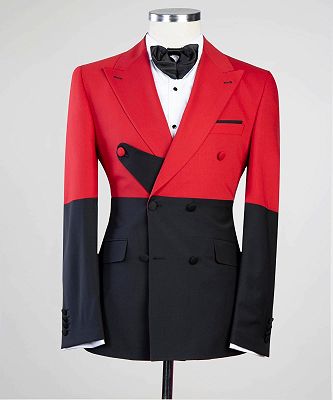 Aubrey Red And Black Fashion Double Breasted Close Fitting Men Suits_3