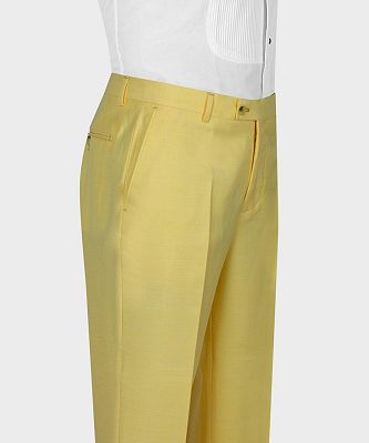 Gordon Stylish Light Yellow One Button Peaked Lapel Men Suits_4